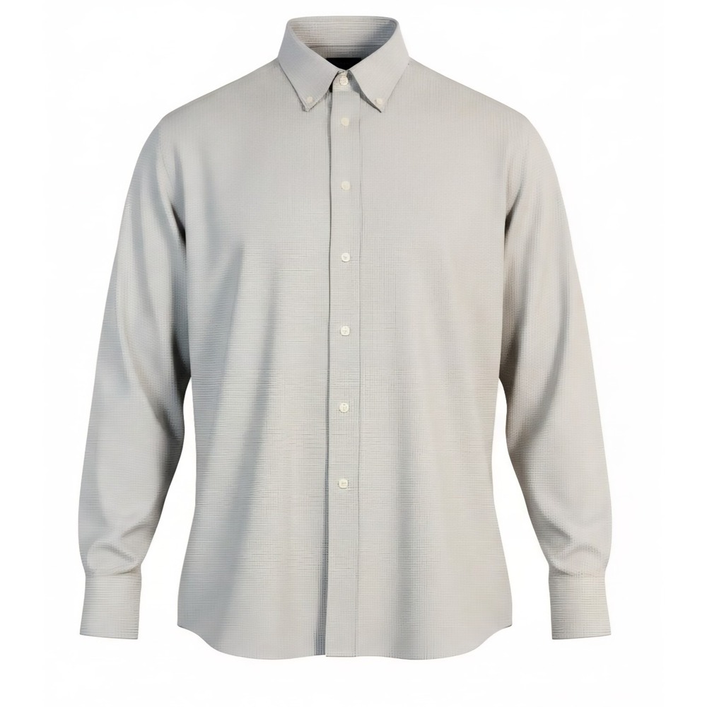 Canali Men's Dress Shirt 100% Cotton Made in Italy Gray Check Long Sleeve 16.5
